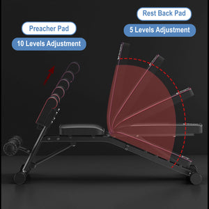 Adjustable Squat Rack Barbell Rack Bundle - 60kg Rubber Weight Plates & Barbell & Bench