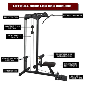 Lat Pull Down Low Row Machine Bundle - 100kg Rubber Weight Plates