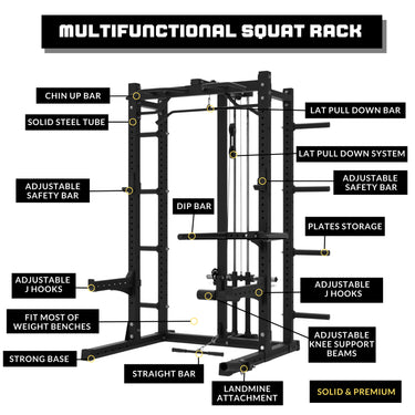 Multifunctional Squat Rack Bundle - Multifunctional Squat Rack & Commercial Grade Bench - Oli Joy Sports 