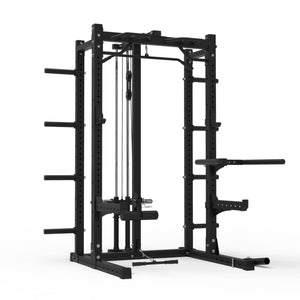 Multifunctional Squat Rack Bundle - 100kg Black Bumper Weight Plates & Barbell