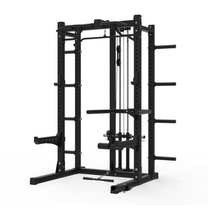 Multifunctional Squat Rack Bundle - 100kg Black Bumper Weight Plates & Barbell