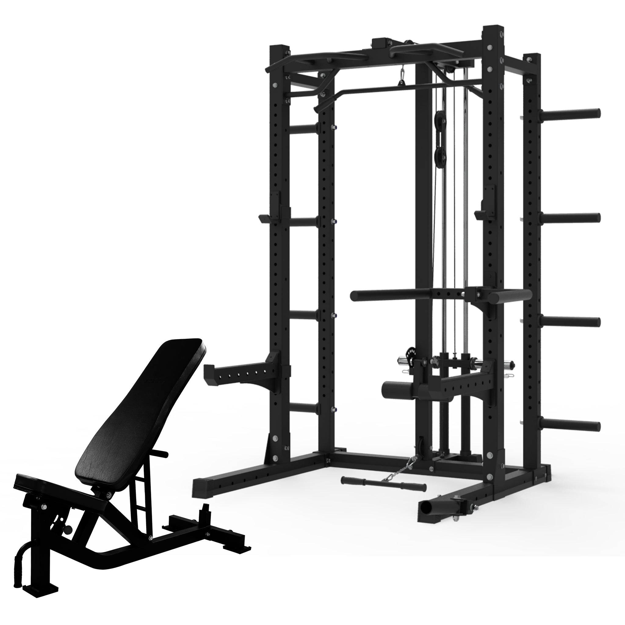 Multifunctional Squat Rack Bundle - Multifunctional Squat Rack & Commercial Grade Bench - Oli Joy Sports 