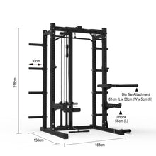 Load image into Gallery viewer, Multifunctional Squat Rack Bundle - 100kg Black Bumper Weight Plates, Barbell &amp; Workout Bench
