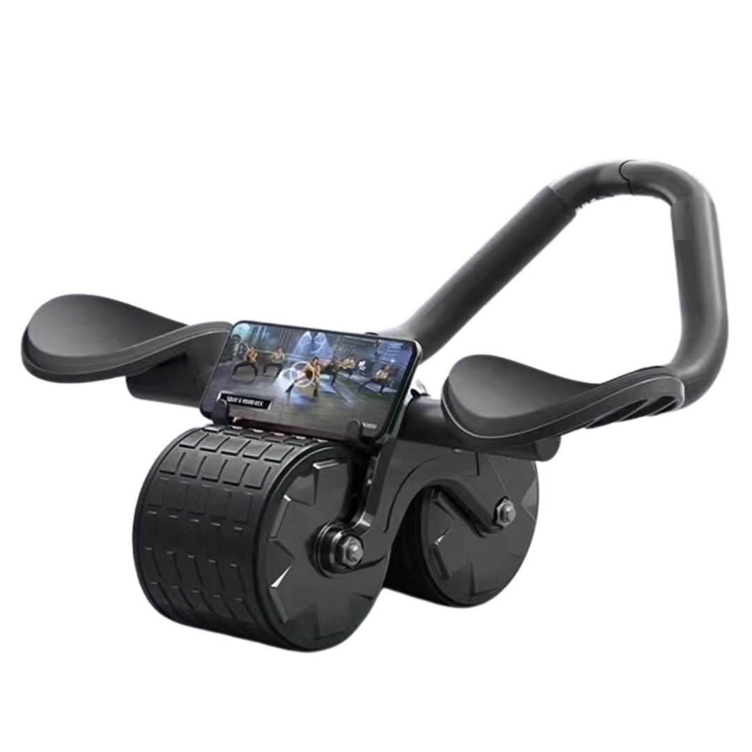 Double Wheel Abdominal Roller With Free Knee Pad Mat Black Colour - Oli Joy Sports 