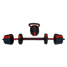 Load image into Gallery viewer, 3 in 1 Adjustable Dumbbell, Barbell &amp; Kettlebell Set
