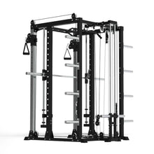 Load image into Gallery viewer, Pre Order Premium Smith Machine Bundle - 100kg Black Bumper Plates, Barbell &amp; Bench
