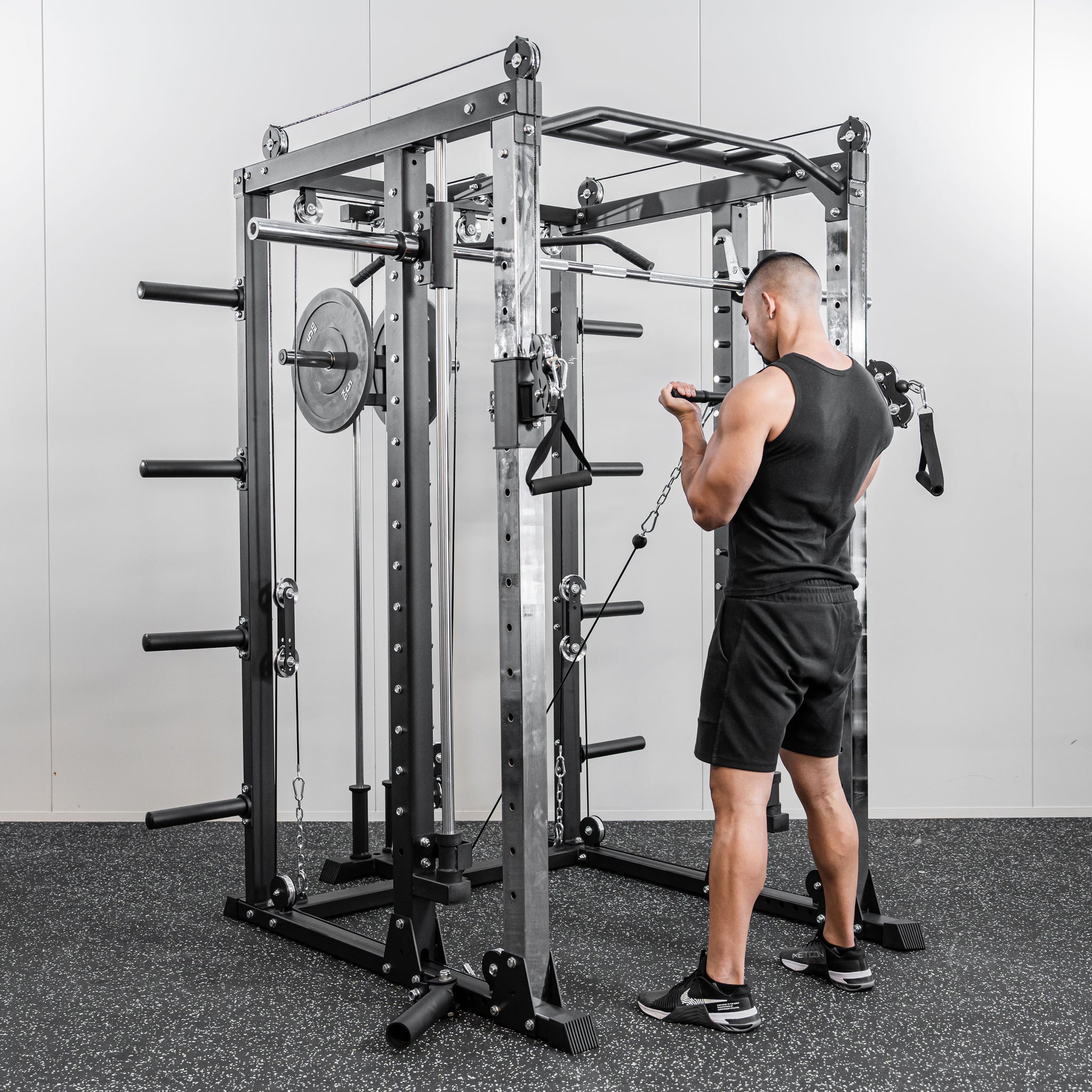 Premium Grade Smith Machine Squat Rack Lat Pull Down Crossover Machine - Oli Joy Sports 