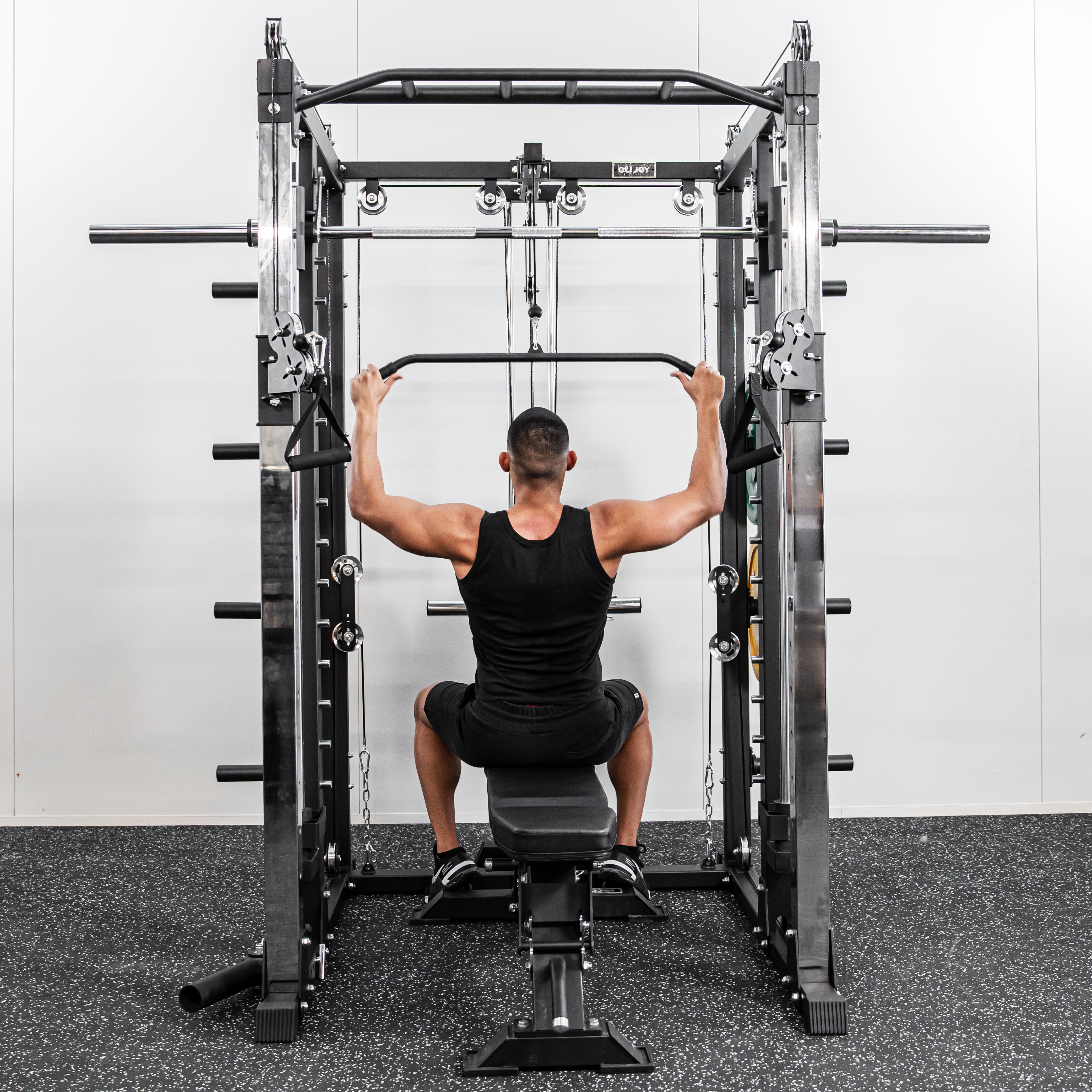 Premium Grade Smith Machine Squat Rack Lat Pull Down Crossover Machine - Oli Joy Sports 