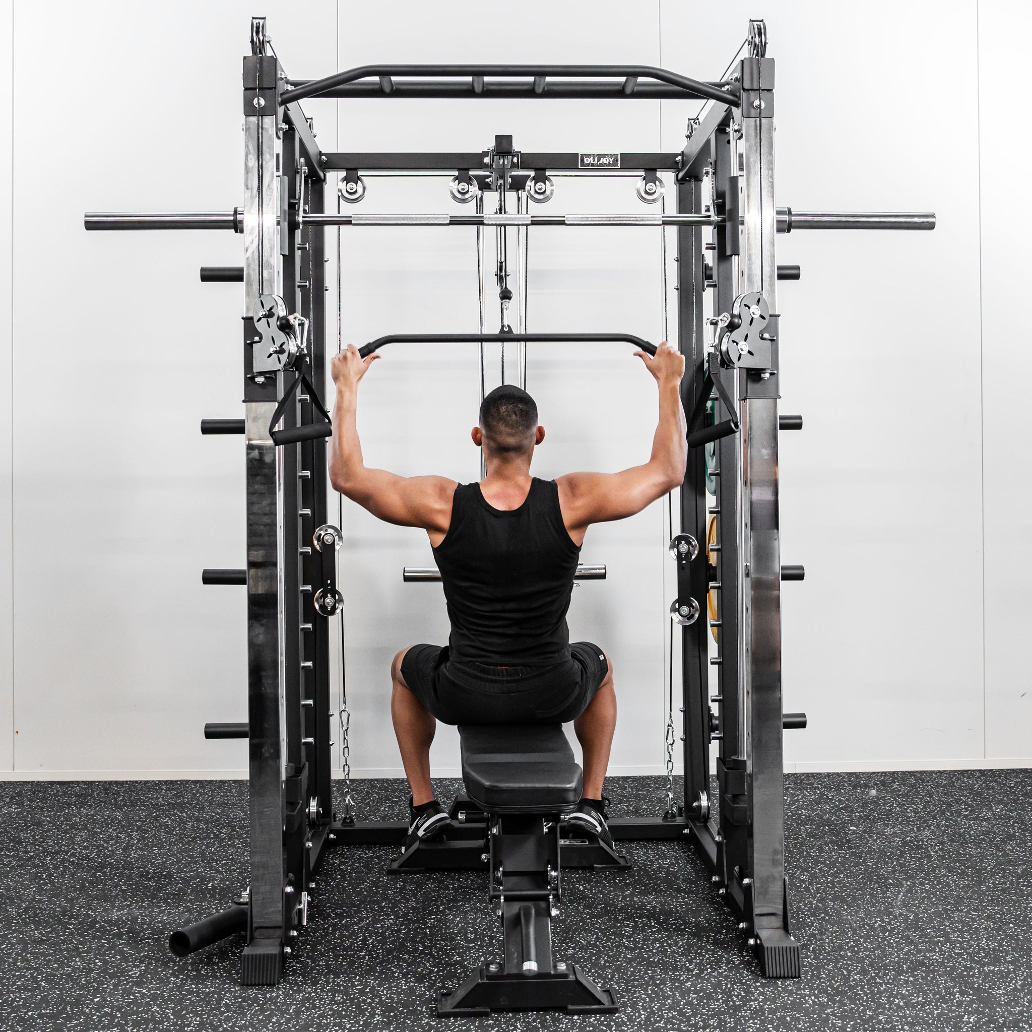 Premium Grade Smith Machine Squat Rack Lat Pull Down Crossover Machine - Oli Joy Sports 