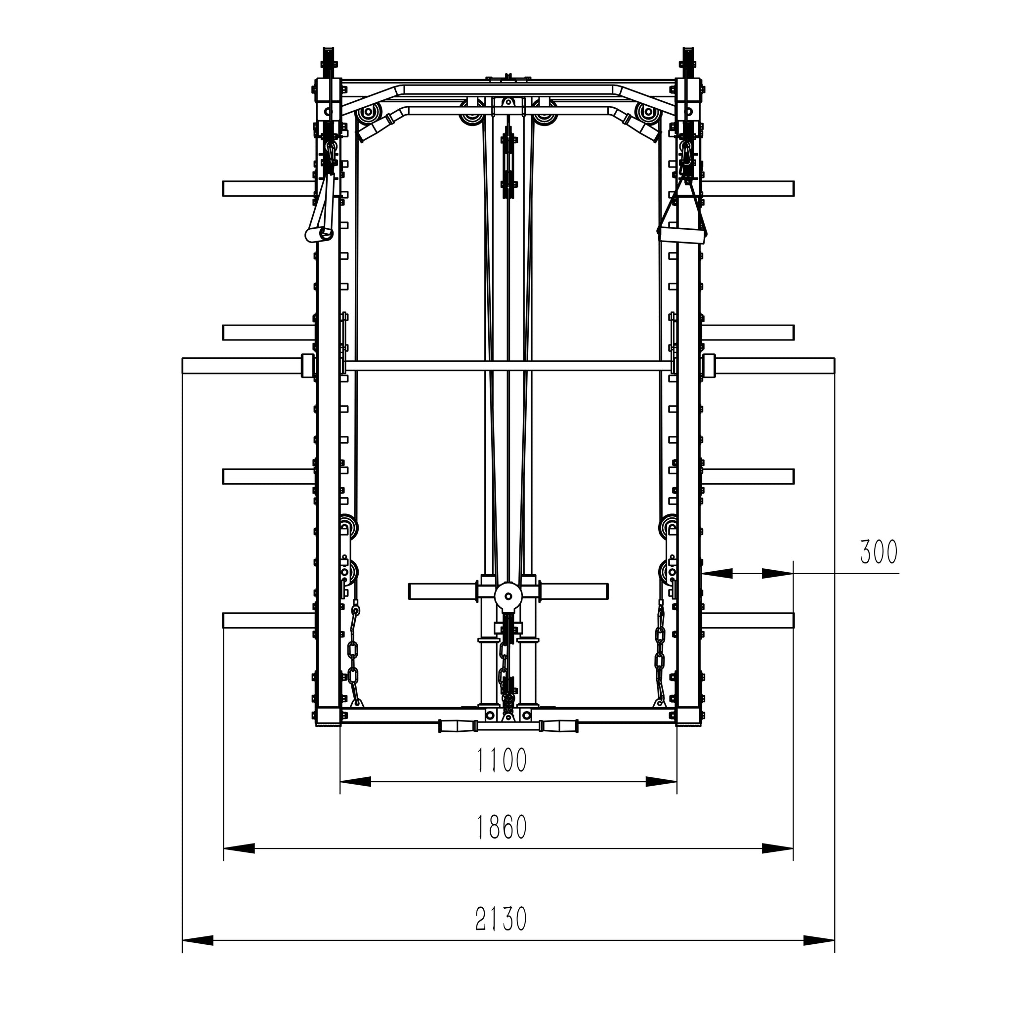 Premium Grade Smith Machine Squat Rack Lat Pull Down Crossover Machine - Oli Joy Sports 