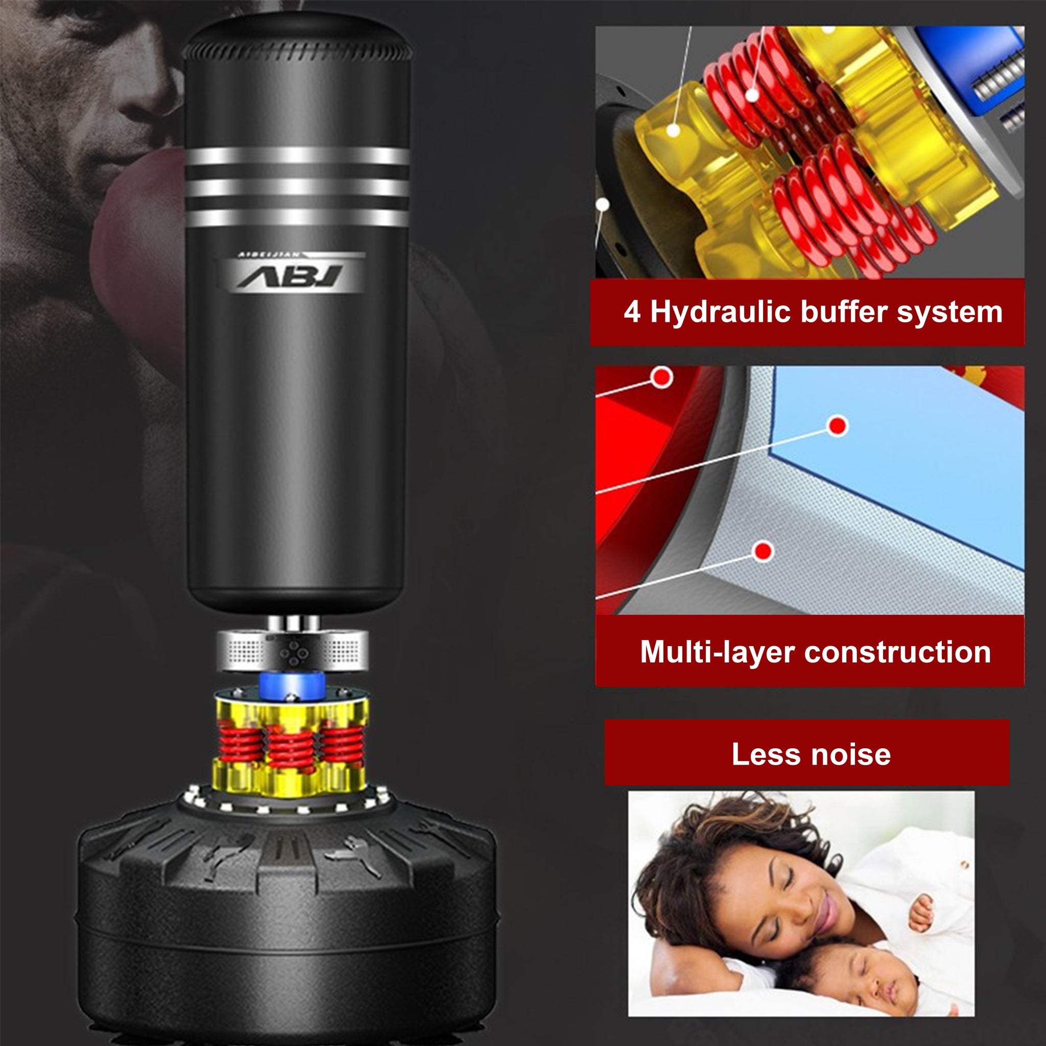 175cm Heavy Duty Hydraulic Freestanding Punching Bag - Oli Joy Sports 