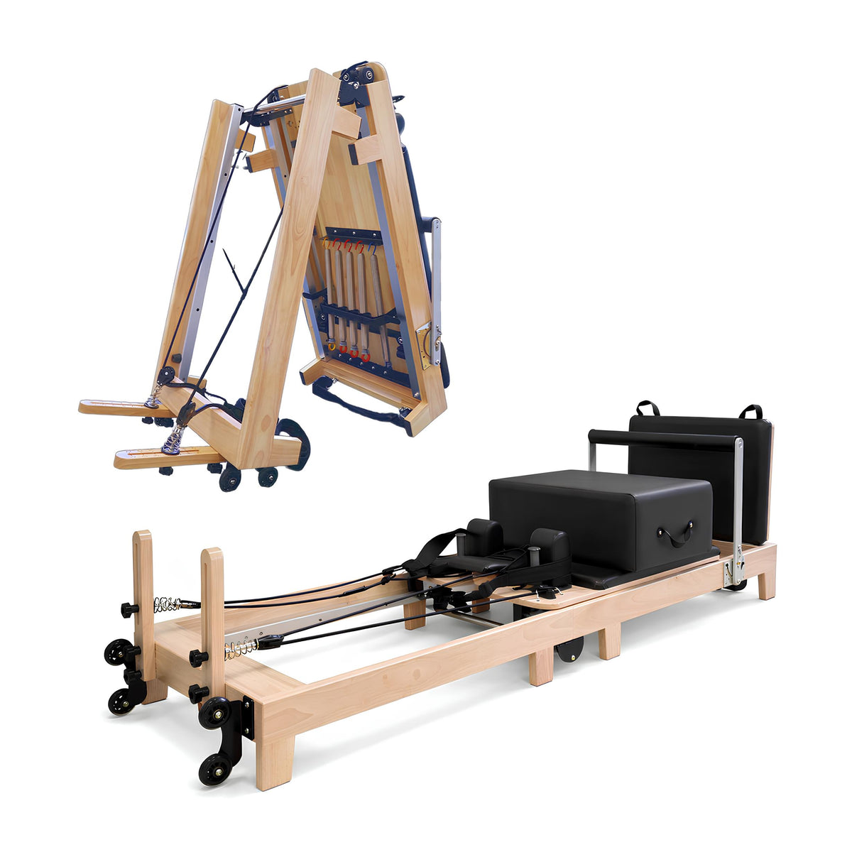 OLI JOY Home Foldable Oak Wood Pilates Reformer
