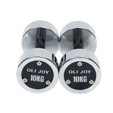 5kg to 15kg Chrome Round Dumbbell & Storage Rack Bundle (3 pairs - 60kg) - Oli Joy Sports 