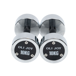 5kg to 15kg Chrome Round Dumbbell & Storage Rack Bundle (3 pairs - 60kg) - Oli Joy Sports 