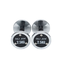 Load image into Gallery viewer, 2.5kg to 10kg Chrome Round Dumbbell &amp; Storage Rack Bundle (3 pairs - 35kg) - Oli Joy Sports 
