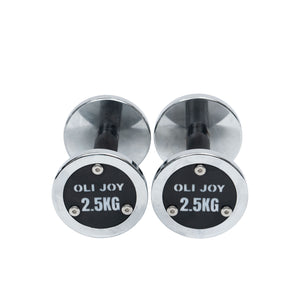 2.5kg to 10kg Chrome Round Dumbbell & Storage Rack Bundle (3 pairs - 35kg) - Oli Joy Sports 