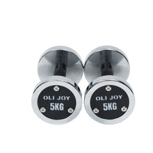 Load image into Gallery viewer, 5kg to 15kg Chrome Round Dumbbell &amp; Storage Rack Bundle (3 pairs - 60kg) - Oli Joy Sports 
