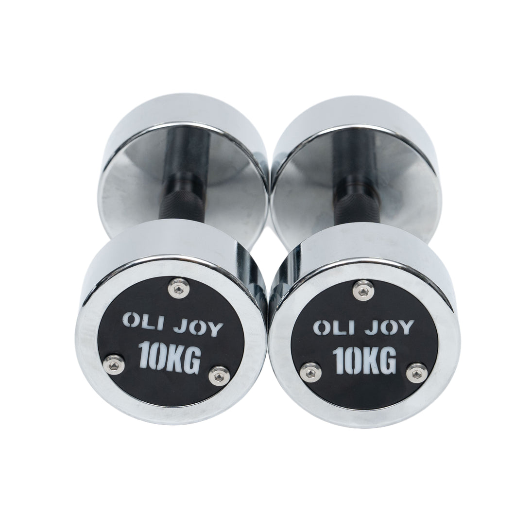 Chrome Dumbbell Round Dumbbell (2.5kg-30kg/ 2.5kg increments) - Oli Joy Sports 