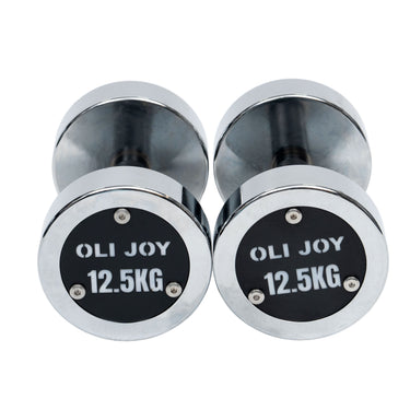 Chrome Dumbbell Round Dumbbell (2.5kg-30kg/ 2.5kg increments) - Oli Joy Sports 