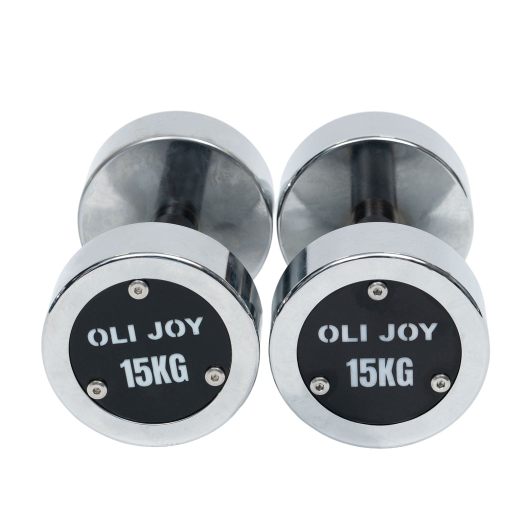 Chrome Dumbbell Round Dumbbell (2.5kg-30kg/ 2.5kg increments) - Oli Joy Sports 