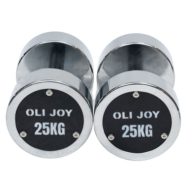 Chrome Dumbbell Round Dumbbell (2.5kg-30kg/ 2.5kg increments) - Oli Joy Sports 
