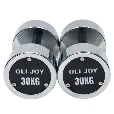 Chrome Dumbbell Round Dumbbell (2.5kg-30kg/ 2.5kg increments) - Oli Joy Sports 