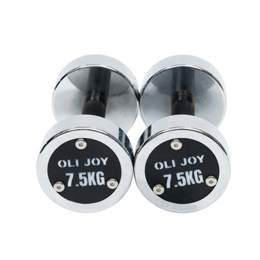 Chrome Dumbbell Round Dumbbell (2.5kg-30kg/ 2.5kg increments) - Oli Joy Sports 