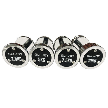 Chrome Dumbbell Round Dumbbell (2.5kg-30kg/ 2.5kg increments) - Oli Joy Sports 