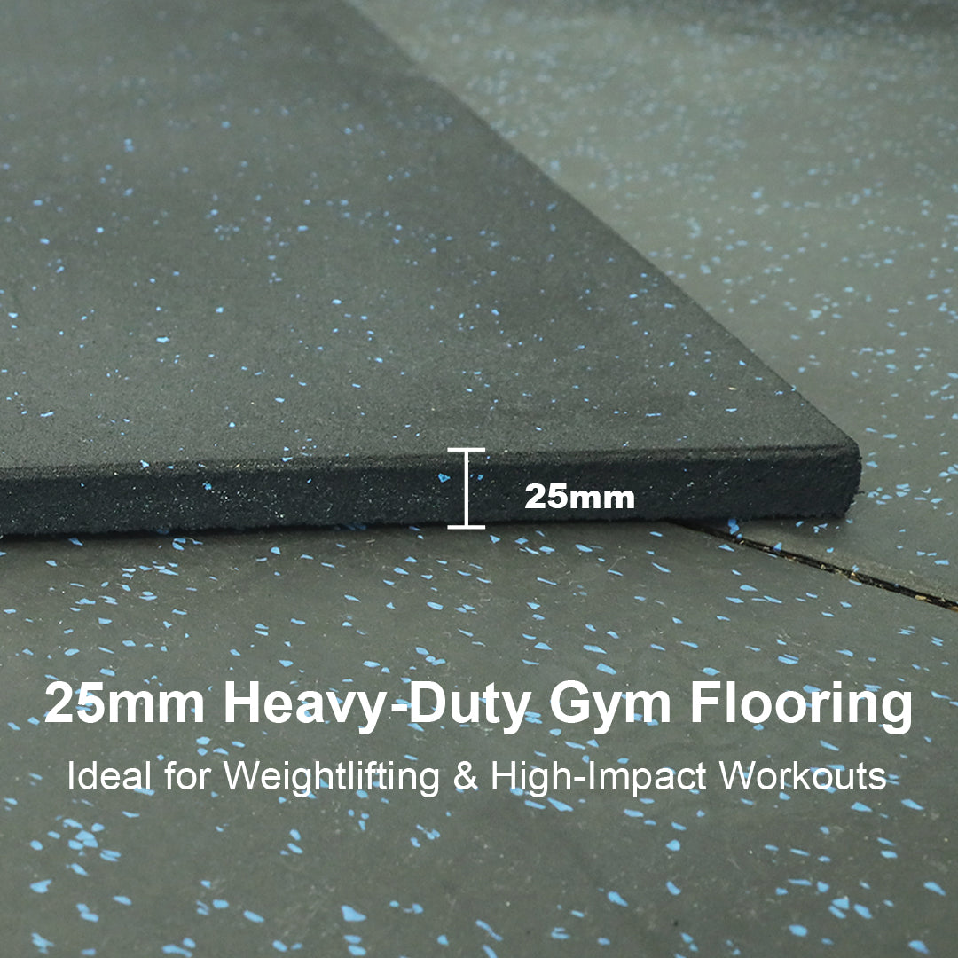 25mm Soft Rubber Gym Flooring Mat | 1M x 1M Tiles