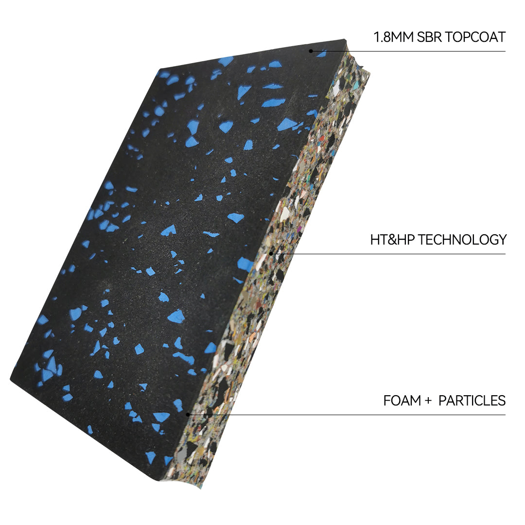 Commercial-Grade Fitness Foam and Granulated rubber + Rubber Shock-Absorbing  Flooring  Certified eco-friendly, odor-free performance Mat