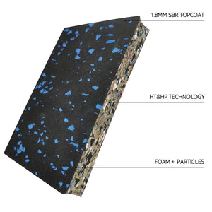Commercial-Grade Fitness Foam and Granulated rubber + Rubber Shock-Absorbing  Flooring Mat