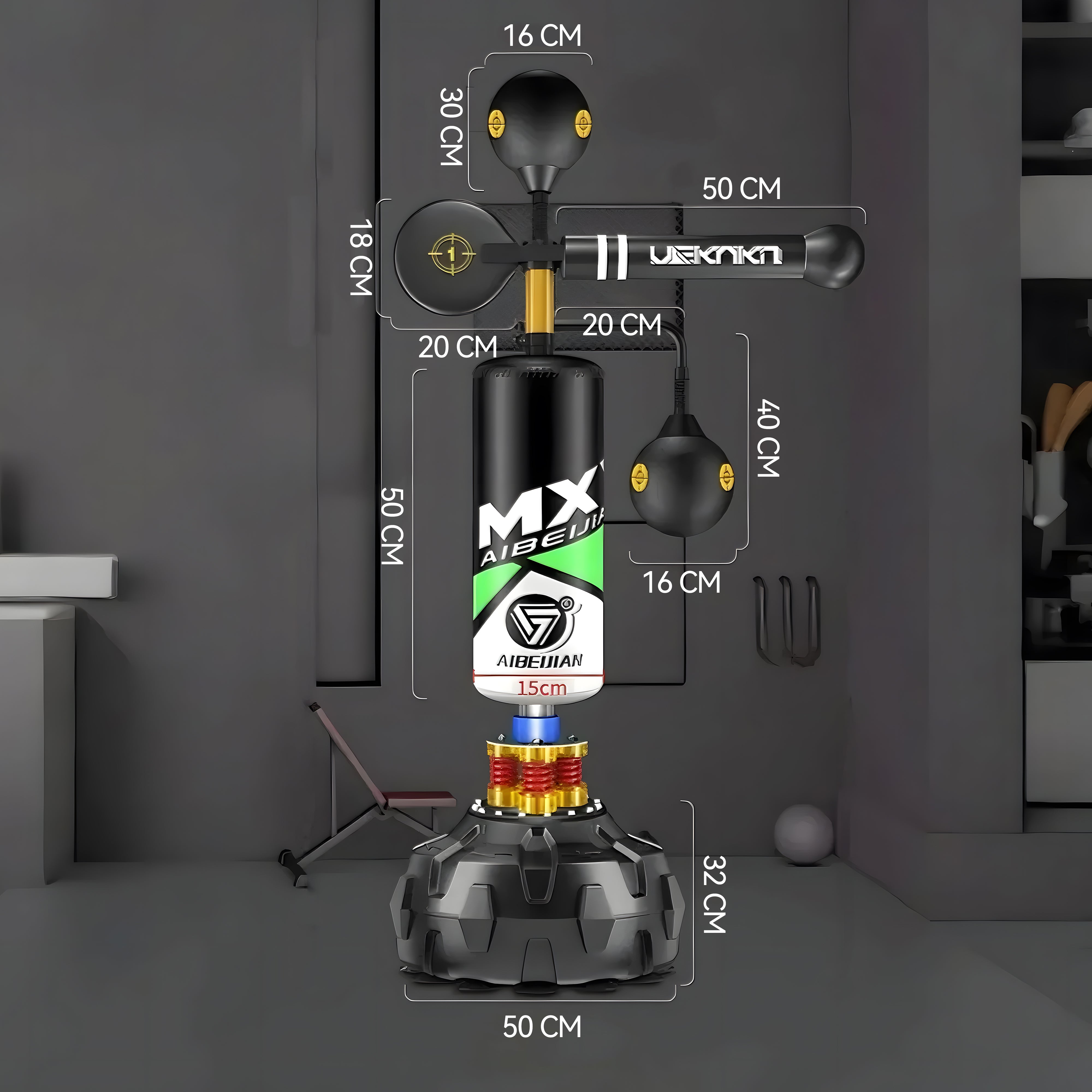 Boxing Speed Trainer 360° Punching Spinning Bar+ Boxing Glove Bundle