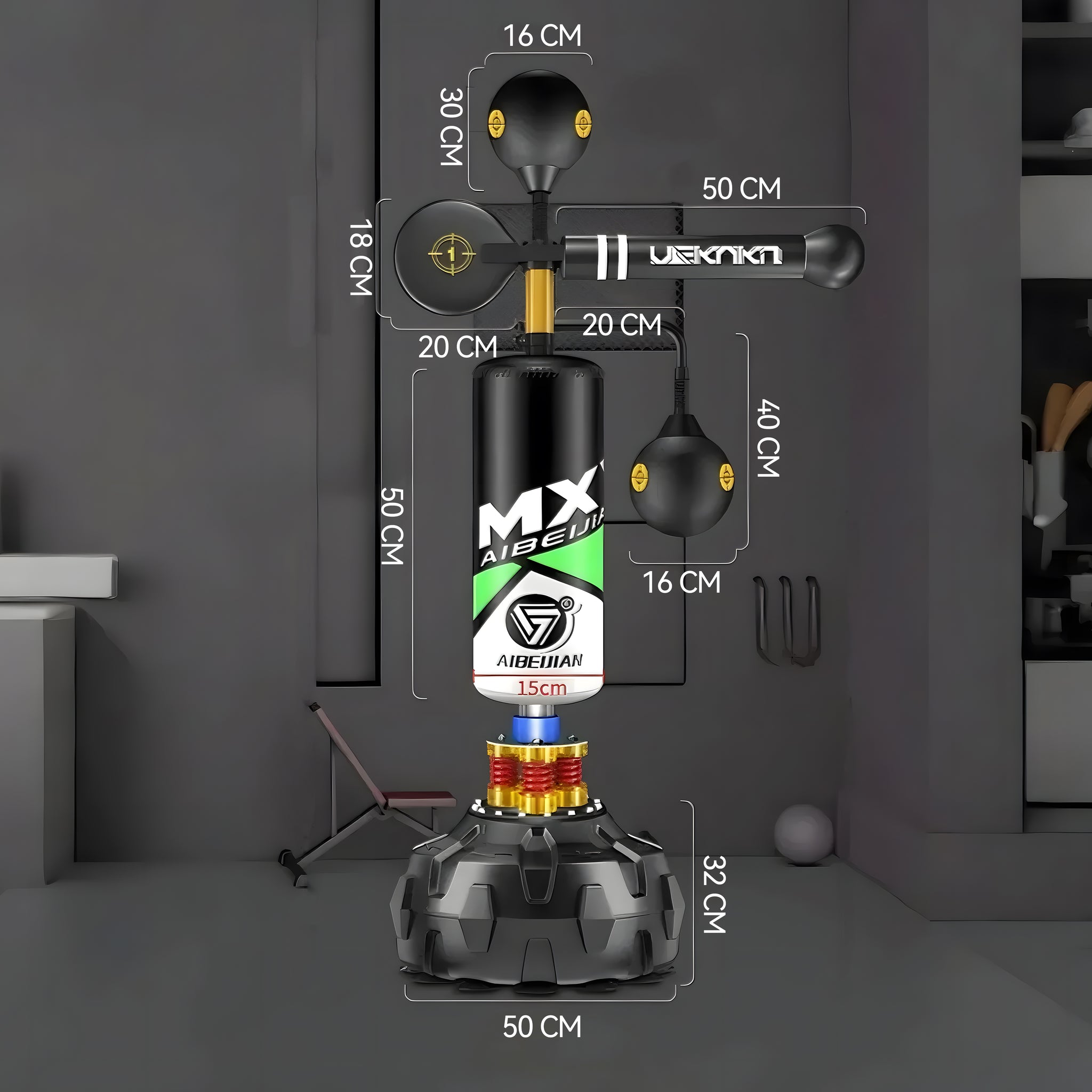 Boxing Speed Trainer 360° Punching Spinning Bar+ Boxing Glove Bundle