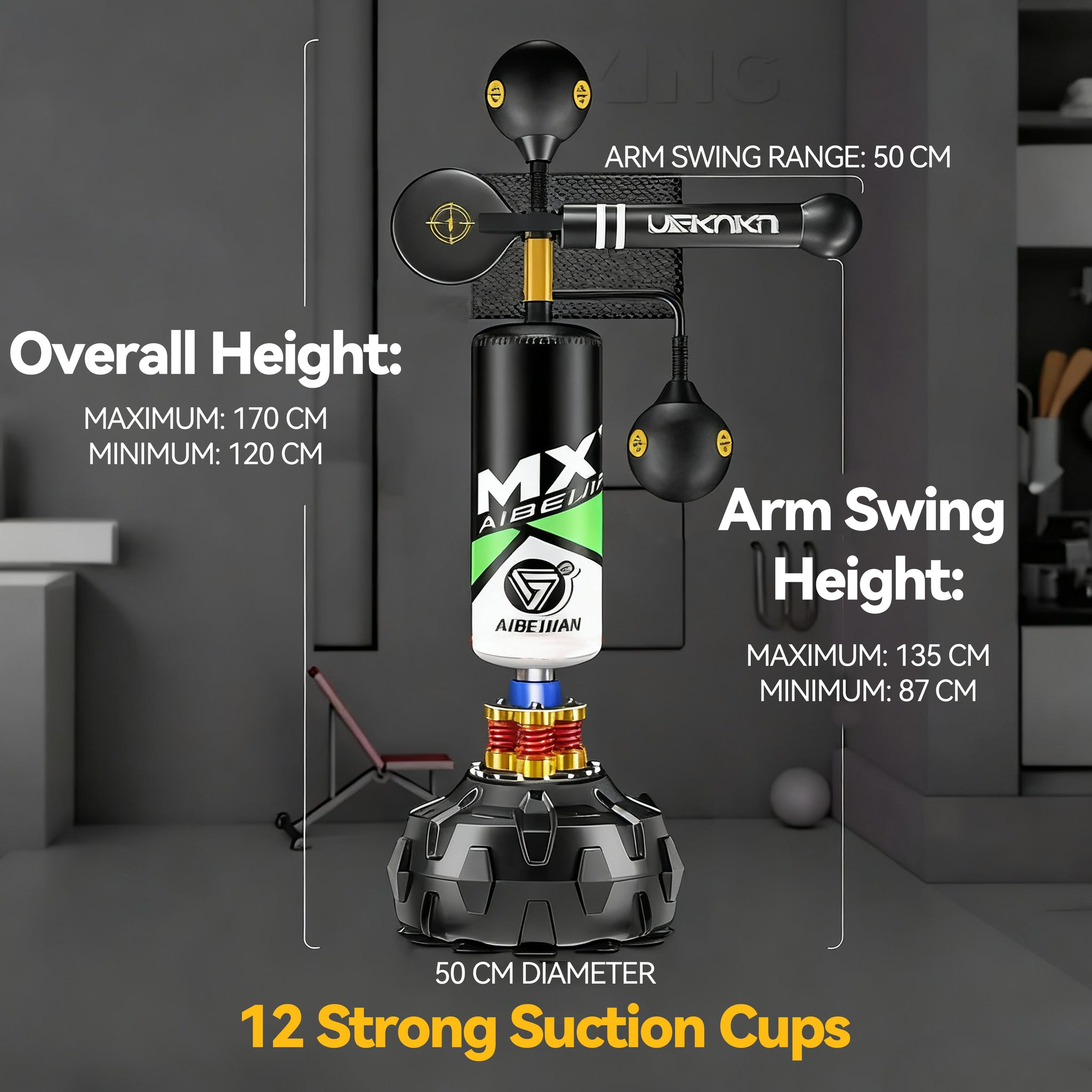 Boxing Speed Trainer 360° Punching Spinning Bar+ Boxing Glove Bundle