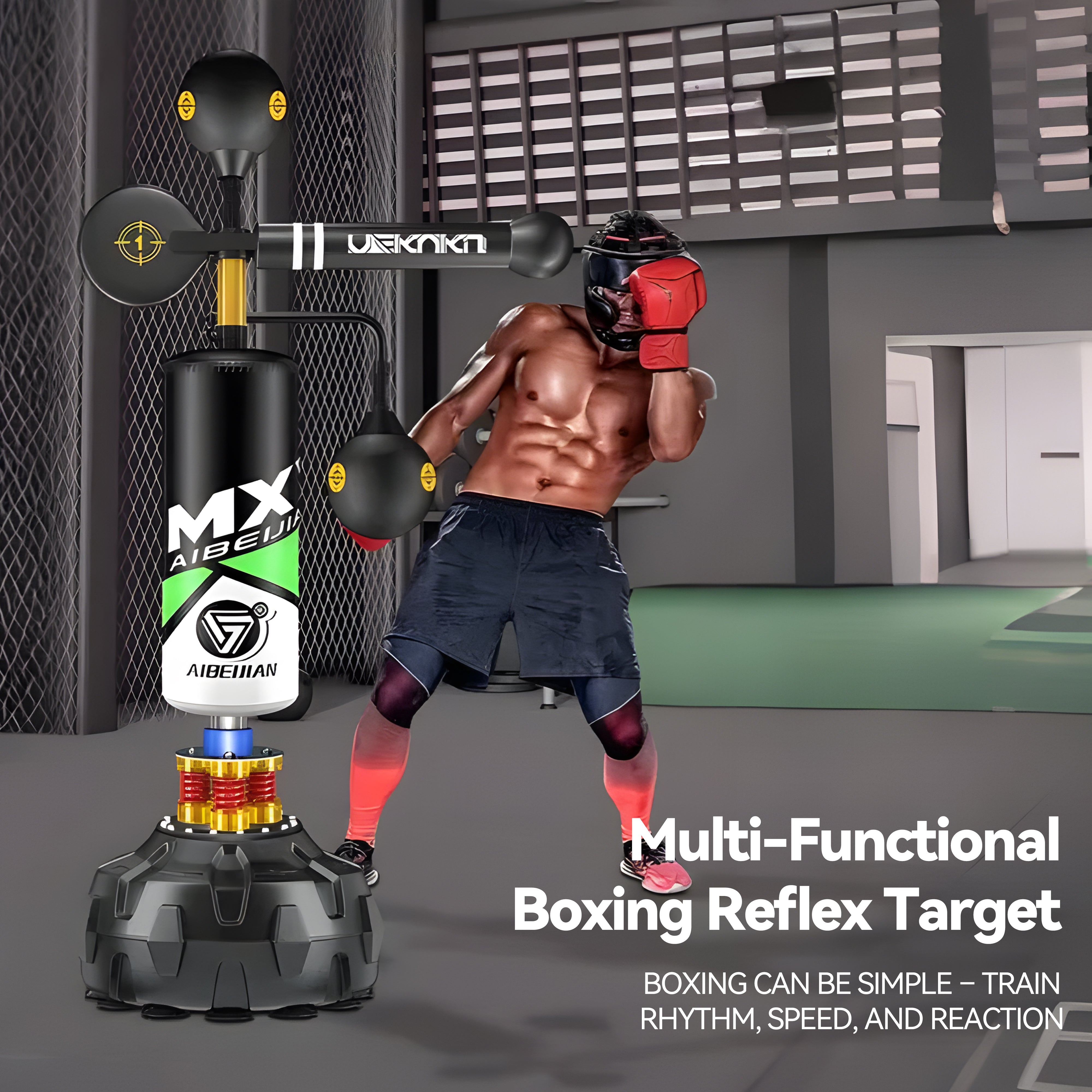 Boxing Speed Trainer 360° Punching Spinning Bar – Free Standing Punching Bag & Heavy Bag Stand
