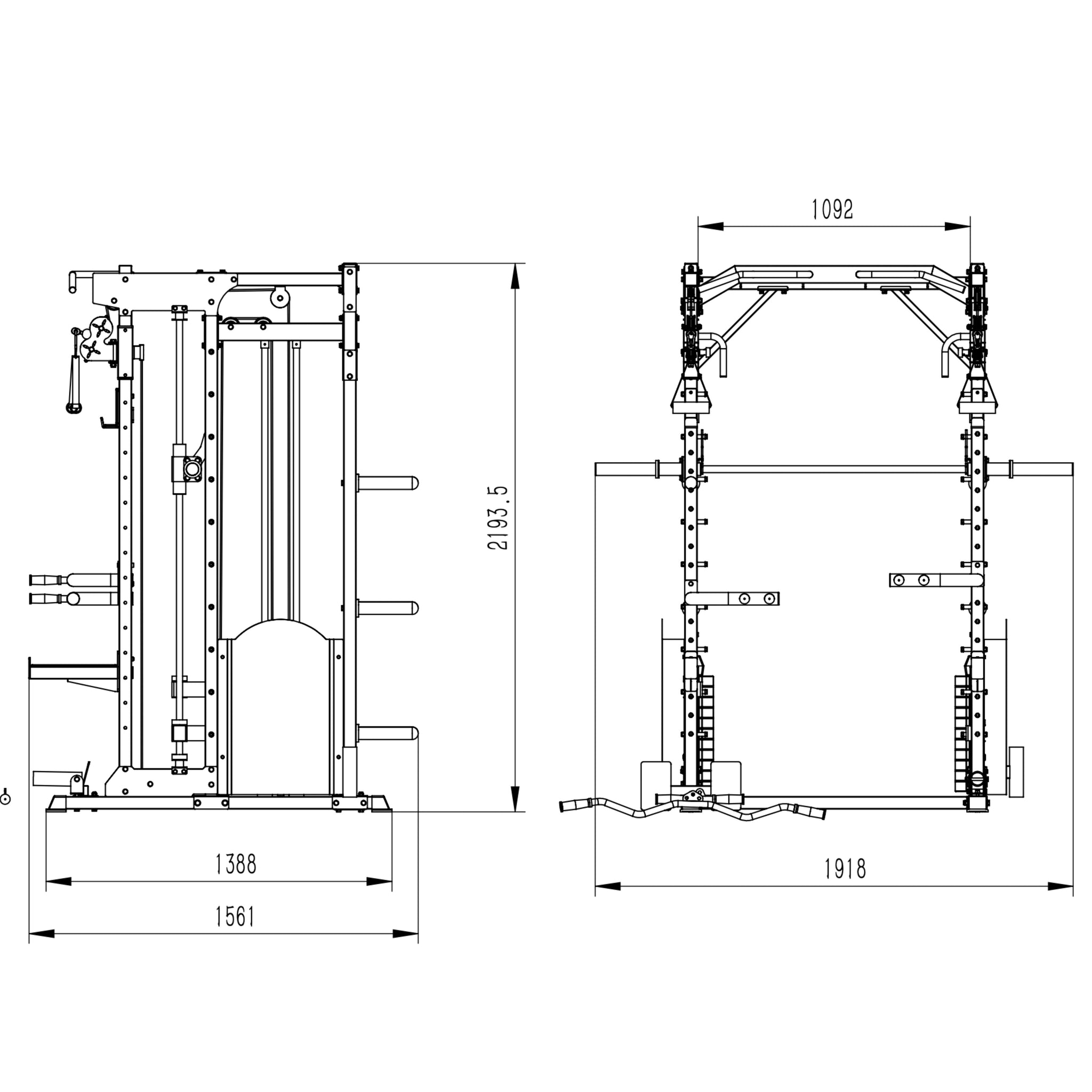 10-in-1 Professional Power Rack: Smith Machine, Dual Adjustable Pulley & Pull-Up Station