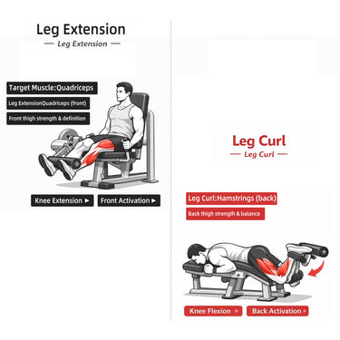 OLI JOY Premium Adjustable Plate Loaded Leg Curl & Extension Machine