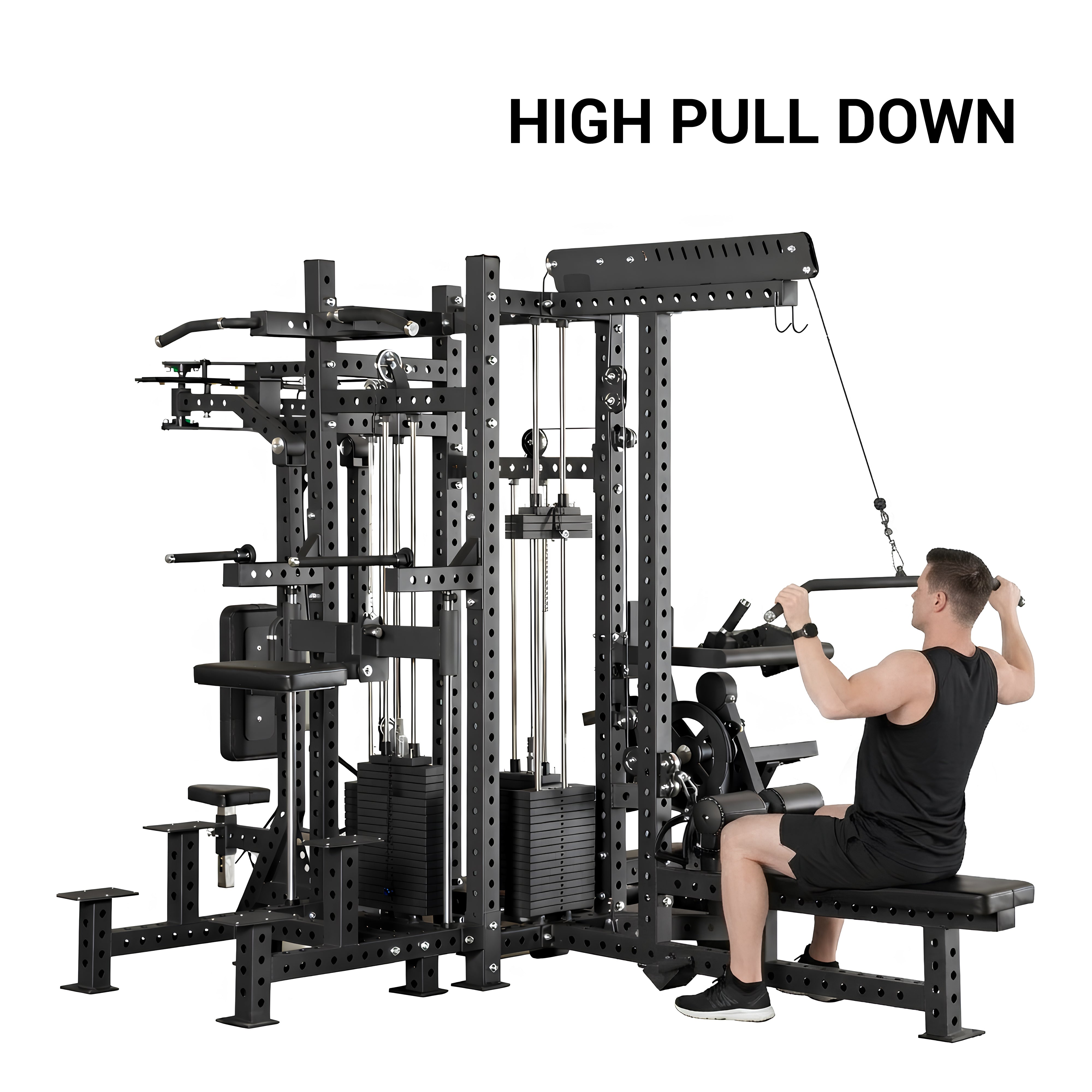 OLIJOY Commercial 4 Station Multi Gym Pin-Loaded System – Full Body Strength Training Machine