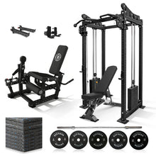 Load image into Gallery viewer, Oli Joy 5580 Elite Pro Strength Bundle – Cable Crossover Power Rack with 150 kg Plates, Smith System &amp; Leg Curl Machine
