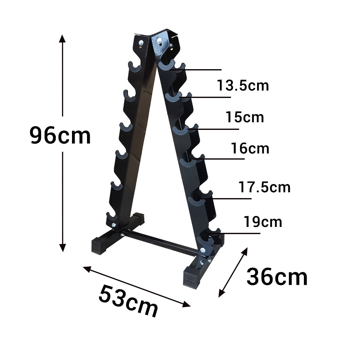 2.5kg to 20kg Hex Dumbbell & Storage Rack Bundle (6 pairs - 135kg)