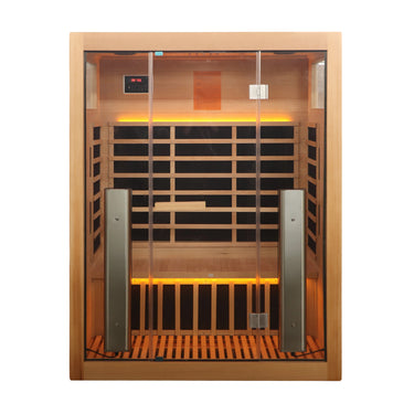 3 person infrared sauna wood finish
