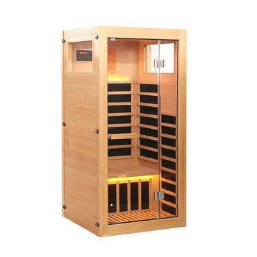 1 person infrared sauna natural wood 