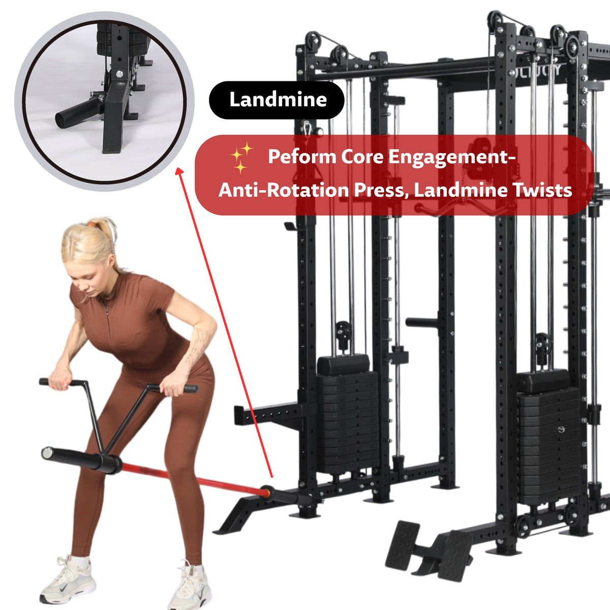 OLI JOY All-in-One Pin-Loaded Smith Machine Functional Trainer