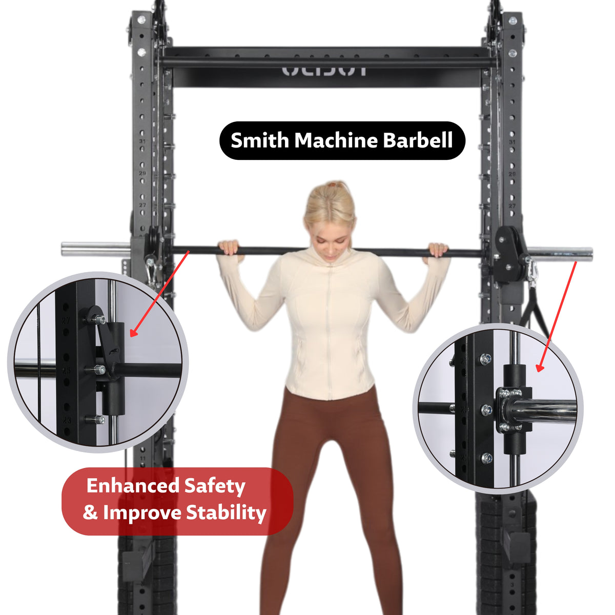 OLI JOY All-in-One Pin-Loaded Smith Machine Functional Trainer