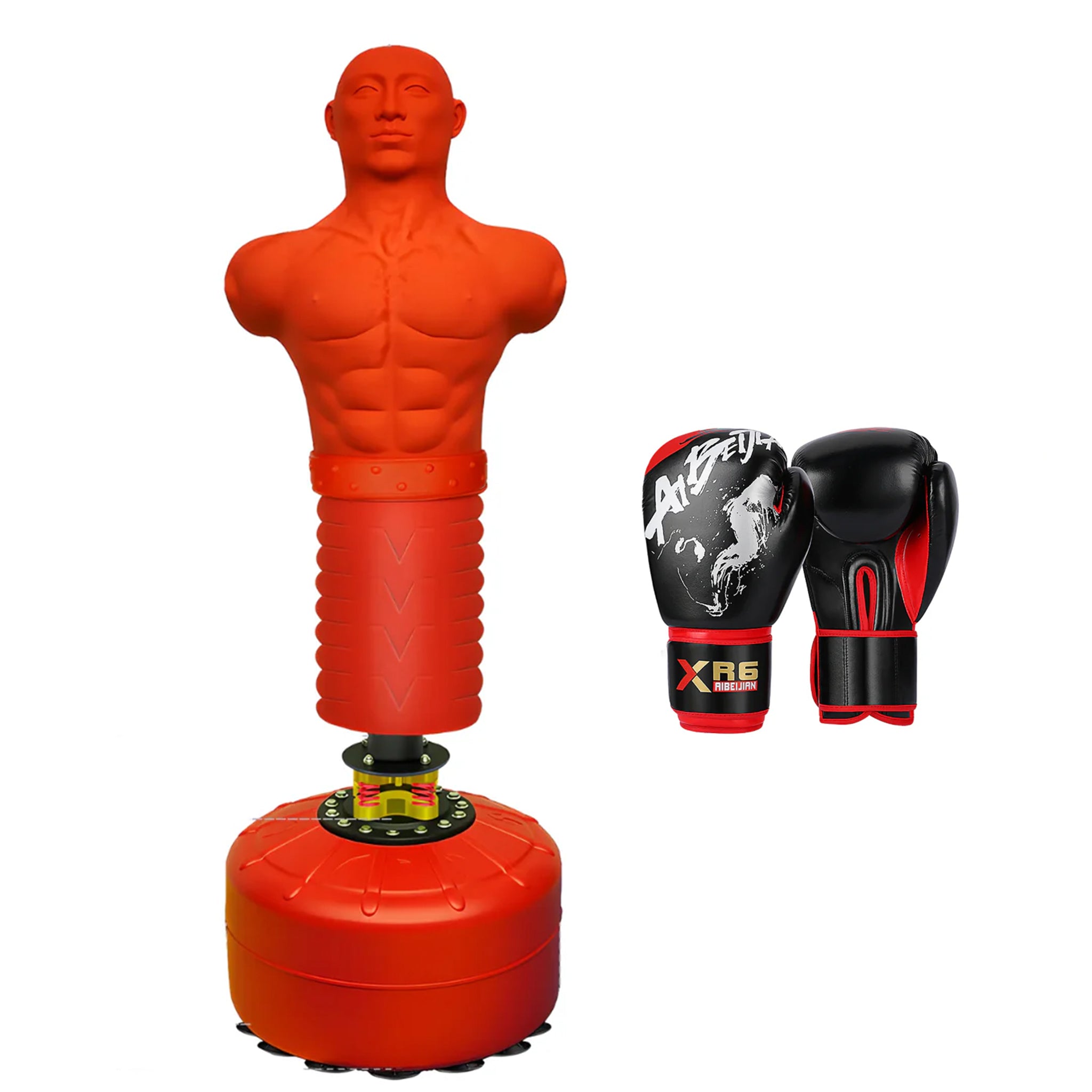 Silicone Skin Free-Standing Human BOB Boxing Punching Dummy Bag + Boxing Glove Bundle