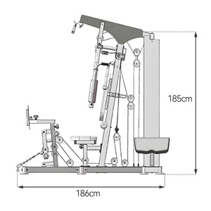 Lat Pulldown, Shoulder & Chest & Leg Press with High-Low Rowing Multi-Functional-Station – Pin Loaded