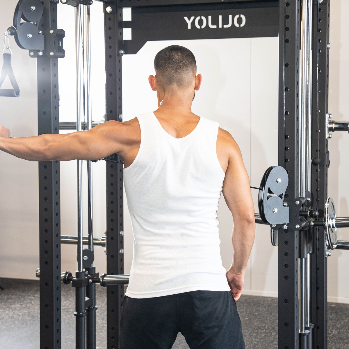OLI JOY Plate Loaded Cable Crossover 3.0mm Power Rack with Chin-Up Bar