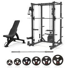 Load image into Gallery viewer, Oli Joy 5383 Pro Strength Bundle – Smith Machine with 155 kg Olympic Plates, Barbell &amp; Adjustable Bench
