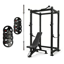 Load image into Gallery viewer, Preorder Oli Joy Full Cage Power Rack with Heavy-Duty Steel Frame with 100 kg Rubber Plates, Barbell &amp; Bench
