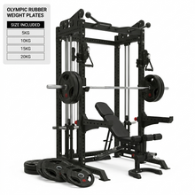 Load image into Gallery viewer, Ultimate 3.0mm Cable Crossover+Adjustable Bench  Leg Curl Attachment plate load &amp; Free Weight Training System（100kg rubber plates weights））
